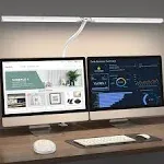 Pzloz LED Desk Lamp for Office Home - Eye Caring Architect Lamp with Clamp,Dual Screen Computer Monitor Gooseneck Smart Light: 24W 5 Color Flexible