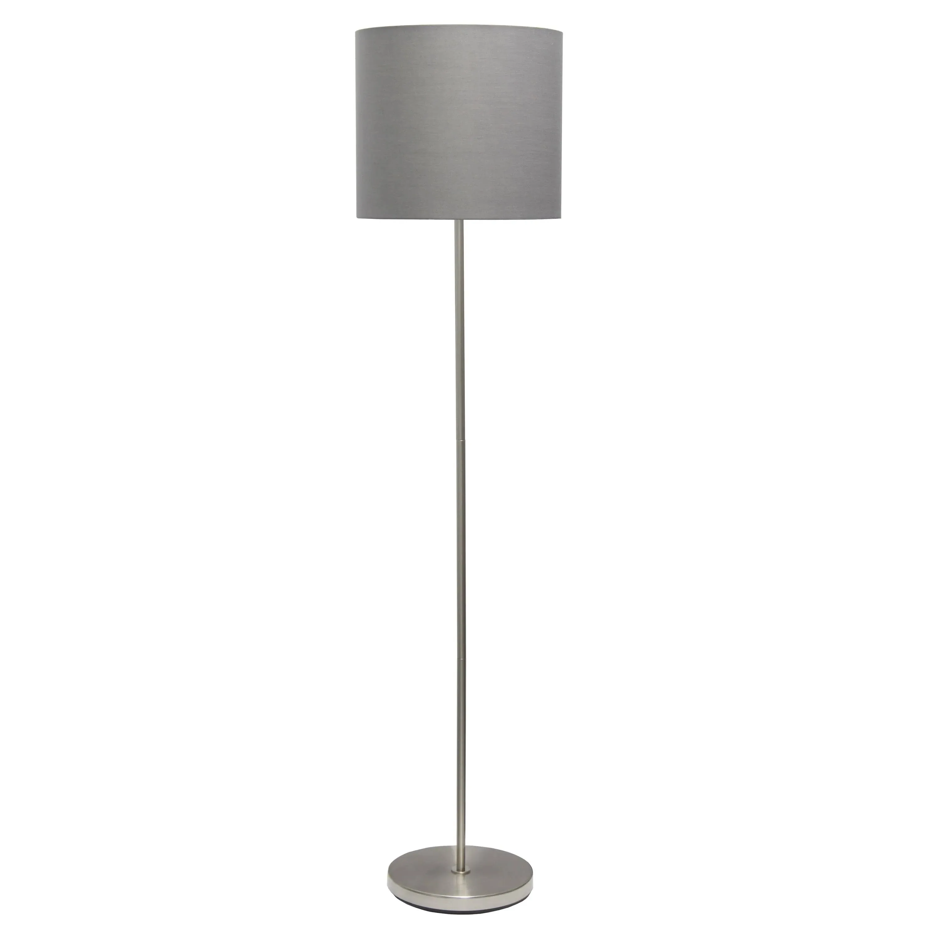 Simple Designs Brushed Nickel Drum Shade Floor Lamp - White