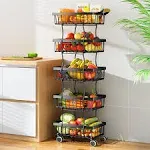 5 Tier Fruit Basket for Kitchen Stackable Fruit and Vegetable Wire Basket wit...