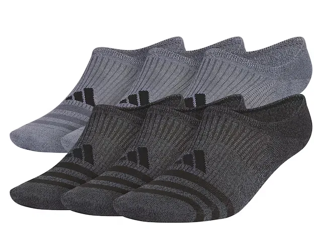 Adidas Superlite 3.0 No Show Socks Men's Socks 6-Pack Onix Grey/Black, Size Large