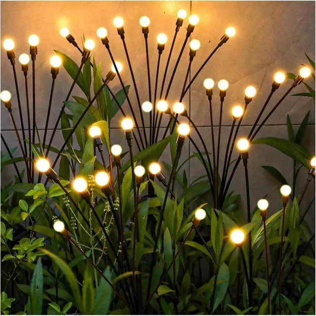 FCFEUE 4-Pack Solar Firefly EC36&nbsp;Lights with 40 LED Waterproof Yard Lights with 2 Lighting Modes, Swing with The Wind, Starburst Swaying Lights for Garden Yard Pathway Decoration (Warm White)