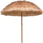 AMMSUN 7.5ft Hula Thatched Tiki Umbrella Hawaiian Style Beach Patio Umbrella 10 Ribs UPF 50+ with Tilt Carry Bag for Patio Garde