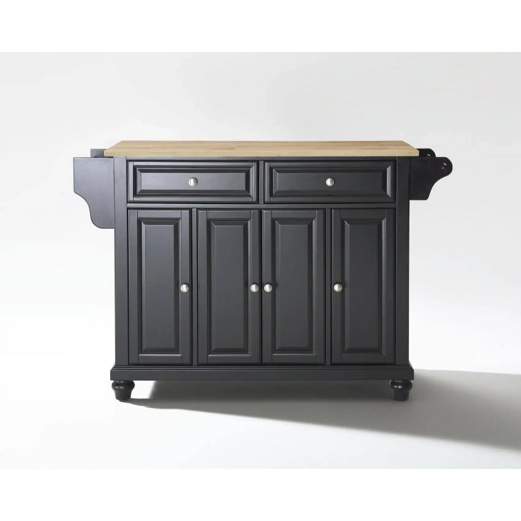 Crosley Cambridge Natural Wood Top Kitchen Island Black