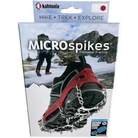 2023-2024 Kahtoola MICROspikes -snow, ice, trail hiking crampons - RED, LARGE