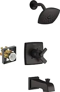 DELTA Faucet Ashlyn 17 Series Single-Handle Tub and Shower Trim Kit, Shower Faucet with Single-Spray Touch-Clean Shower Head, Matte Black T17464-BL (Valve Included)