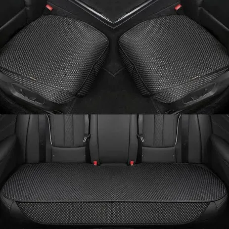 Auto Newer Breathable Universal Four Seasons Car Seat Covers, Luxury Include Front Car Seat Protector and RearCar Seat Cushion,Compatible with 95% Vehicles Fit for Cars Truck SUV (Black,3PCS)