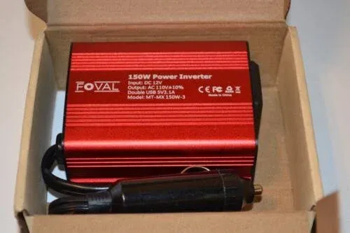 Car Power Inverter 2 USB Port 150W Red