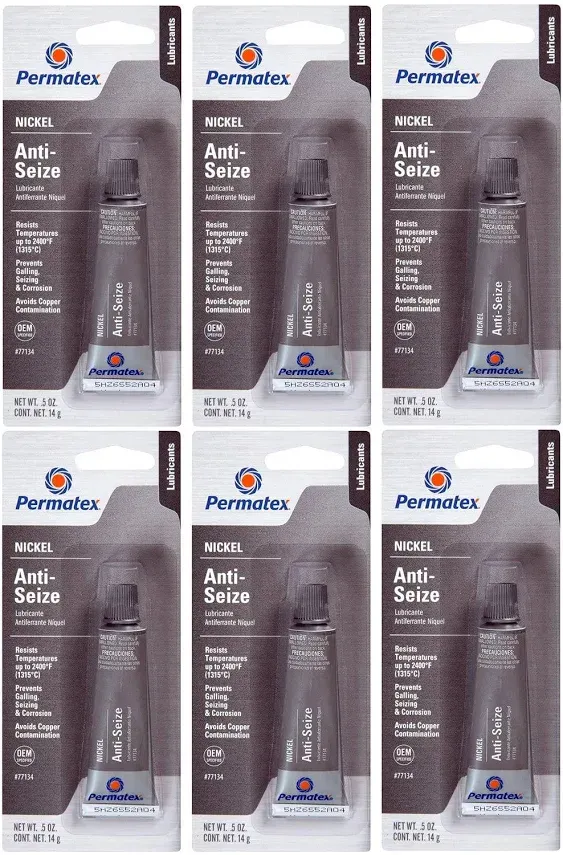 Permatex 77134 Nickel Anti-Seize Lubricant, 0.5 oz Tube (Pack of 6)