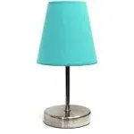 Simple Designs Mini Basic Sand Nickel Table Lamp with Fabric Shade