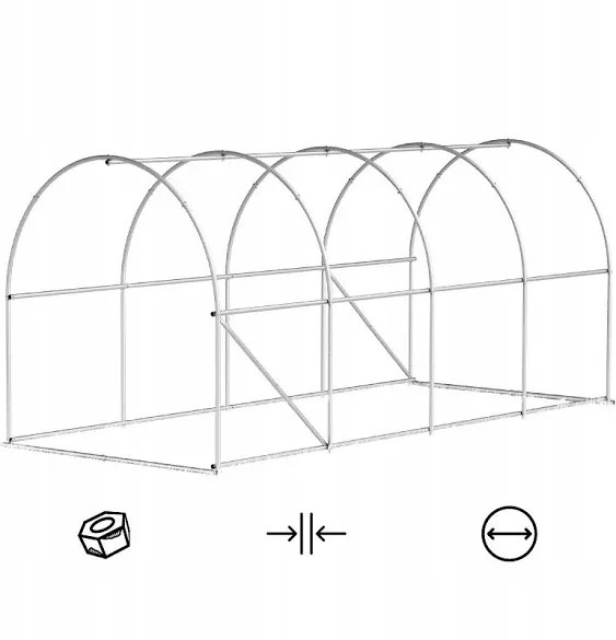 VEVOR Walk-in Tunnel Greenhouse, 15 x 7 x 7 ft Portable Plant Hot House w/ Galvanized Steel Hoops, 1 Top Beam, Diagonal Poles, Zippered Door &amp; 8 Roll-up Windows, White