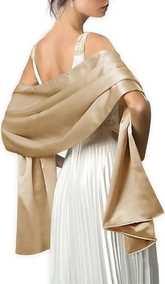 MLMW Shawls and Wraps for Evening Dresses Satin Shawl Wraps for Women Extra Long Wedding Shawls for Bridal Party