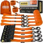 AUGO Ratchet Straps Heavy Duty 4 Pack -15 FT 2200 LB Break Strength Ratchet Tie Down Straps with Safety Lock S Hooks