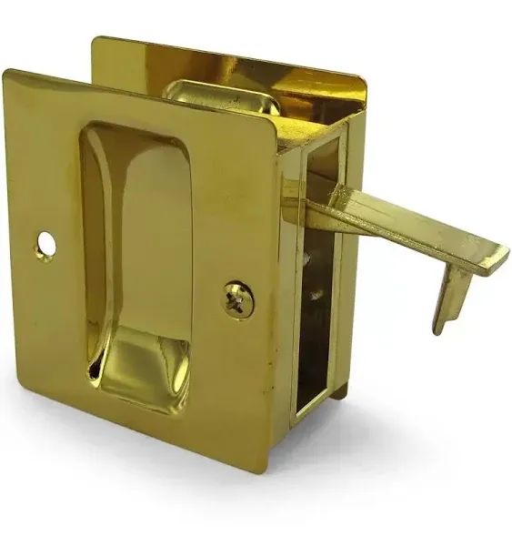 Pocket Lock, 2-1/2&quot; x 2-3/4&quot; Passage - PVD Polished Brass