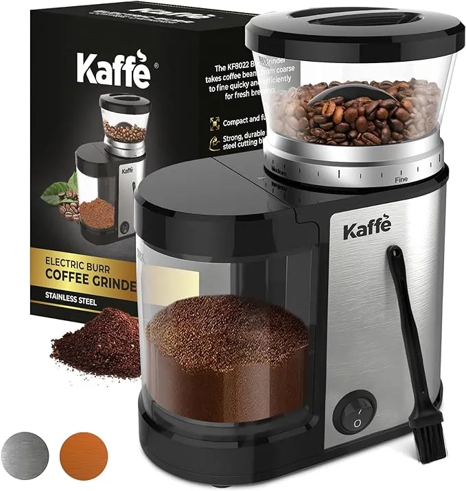 Kaffe 14Cup Electric Coffee Grinder with Auto On/Off, Stainless Steel (Cleaning Brush Included)