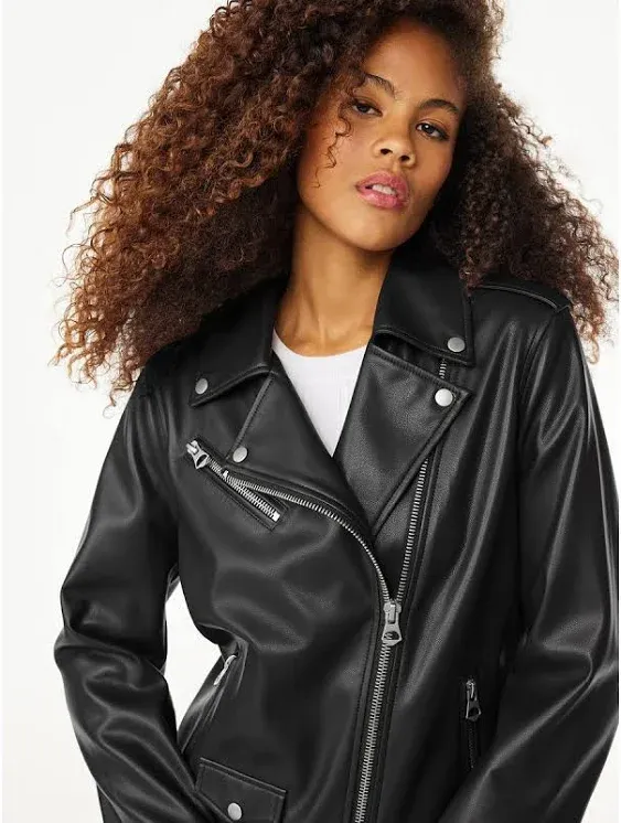 Scoop Women's Faux Leather Moto Jacket