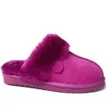 Dearfoams Fireside by Women's Sydney Genuine Shearling Scuff Slipper - Mystic Purple - Size 9