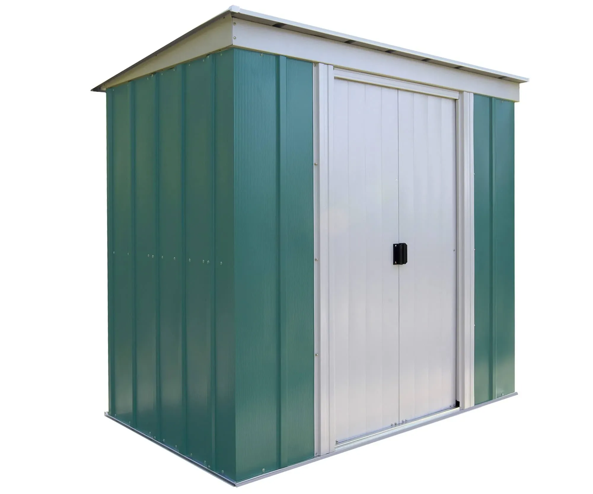 Arrow Sheds 6' x 4' Galvanized Steel Pad-Lockable Outdoor Utility Storage Shed with Pent Roof, Eggshell/Green