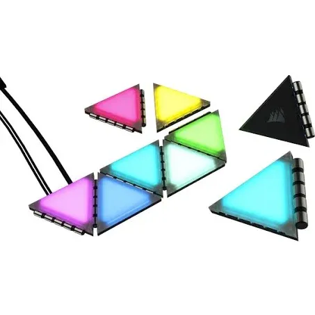 Corsair iCUE LC100 Case Accent Lighting Panels - Mini Triangle - 9X Tile Starter Kit