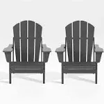 WestinTrends Outdoor Folding Poly Adirondack Chair (Set of 2), Gray