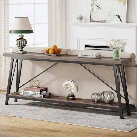 Tribesigns 70.9 Inches Extra Long Sofa Table Behind Couch, Industrial Entry Console Table for Hallway, Entryway & Living Room, Dark Brown