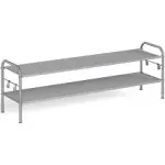 44.9" Wide 2-Tier Fabric Shoe Rack with 4 Hooks Dove Gray