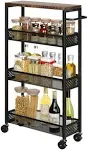 XYZLVSI Slim 4 Tier Narrow Kitchen Rolling Cart