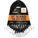 Xpose Safety 31" Black Heavy-Duty Natural Rubber Tie Down Bungee Cords with Hooks TS-31-10 - 10/Pack