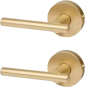 Designers Impressions Kain Design Satin Brass Dummy Non Turning Euro Door Lever ...