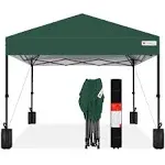 Best Choice Products 8x8ft Easy Setup Pop Up Canopy w/ 1-Button Setup, Wheeled Case, 4 Weight Bags - Dark Green