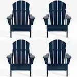 WestinTrends Outdoor Patio Folding Adirondack Chair (Set of 4), Navy Blue