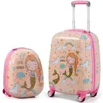 2 Pieces Kids Luggage Set Rolling Suitcase and Backpack-Pink