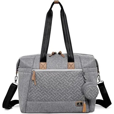 Dikaslon Diaper Bag Tote, Large Travel diaper tote for Mom and Dad, Multifunction baby tote bag for Boys and Girls with Pacifier Case and Changing Pad, Grey