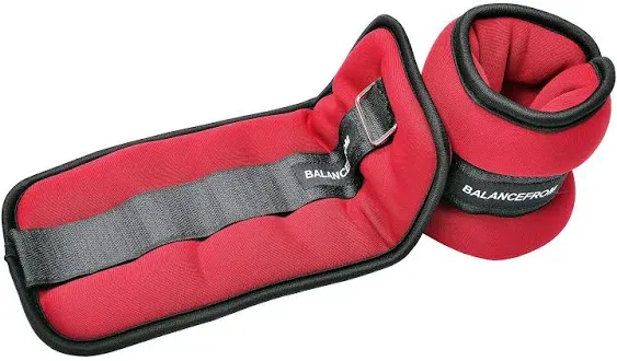 BalanceFrom Fully Adjustable Ankle, Wrist, Arm, Leg Weights, 1lbs - 10lbslbs Pair, Size: 5, Red