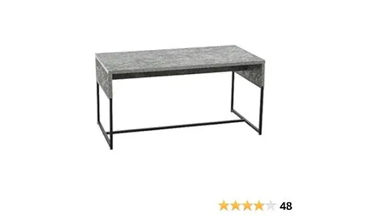 Household Essentials Wrap Rectangular Coffee Table Rustic Slate Concrete and Black Metal