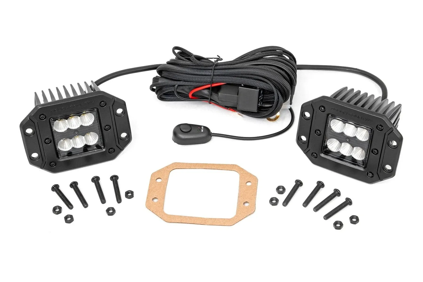 Rough Country 70803BL 2-Inch Flush Mount Black Series Cree LED Square Lights (Pair)