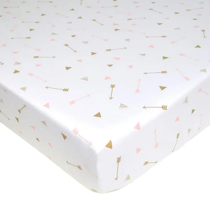 American Baby - Printed 100% Cotton Jersey Knit Fitted Crib Sheet, Sparkle Gold