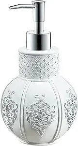 Creative Scents Vintage White Hand Soap Dispenser for Bathroom - Decorative antiquated Lotion Dispenser with Durable Pump, Elegant French Fleur de lis Style Liquid Soap Dispenser for Bathroom Decor