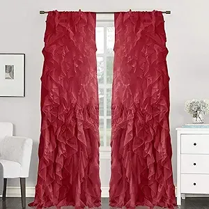 Sweet Home Collection 2 Pack Window Panel Sheer Voile Vertical Ruffled Waterfall ...