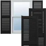 Ekena Millwork Lifetime Vinyl LL1S14X05500BL Standard Cathedral Top Center Mullion, Open Louver Vinyl Shutters, w/Installation Shutter-Lok's & Matching Screws (Per Pair), 14 1/2"W x 55"H, BlackEkena Millwork Lifetime Vinyl LL1S14X05500BL Standard Cathedr