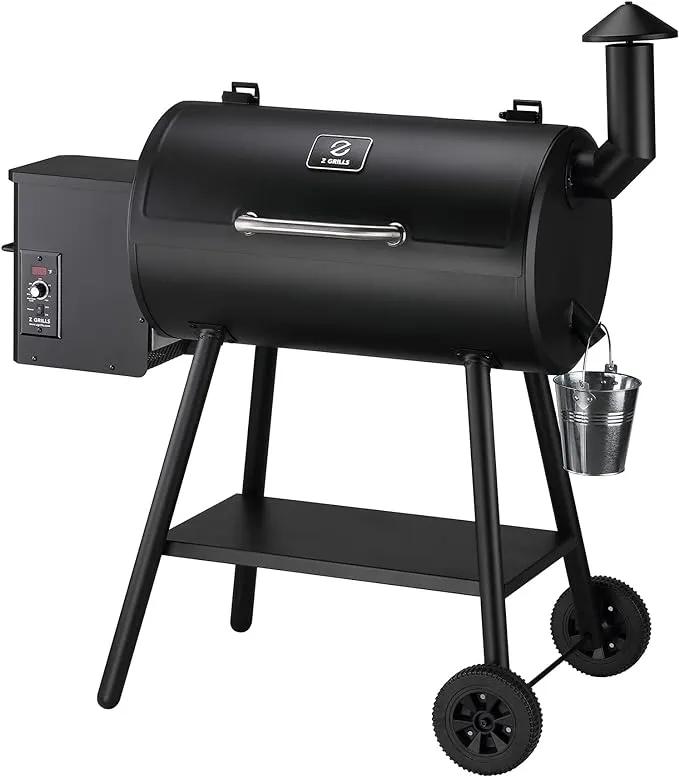 Z GRILLS ZPG 550B2 2024 Upgrade Wood Pellet Smoker, 8 in 1 BBQ Grill with Latest PID Technology LCD Controller, Auto Temperature Control, Meat Probe, 553 sq in Black