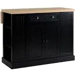 47&#034; Farmhouse Style Kitchen Island Storage Cabinet w/ Drop Leaf Table Countertop