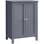 VASAGLE Bathroom Floor Storage Cabinet with Double Door, Gray