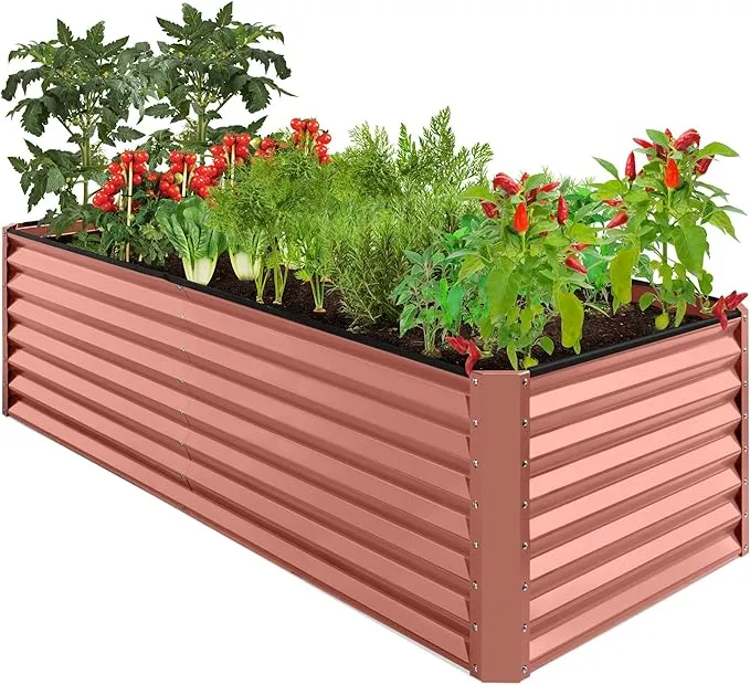 Best Choice Products 8x4x2ft Outdoor Metal Raised Garden Bed, Planter Box for Vegetables, Flowers, Herbs - Terracotta