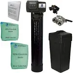 AFWFilters 1.5 Cubic Foot (48k) Whole Home Water Softener with Durable 10% CrossLink Resin, 1" Stainless Steel FNPT Connection, and Black Tanks