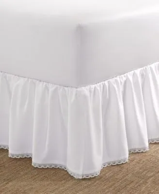 Laura Ashley Home - USHSEA1125272 | Crochet Ruffle Collection | Luxury Premium Hotel Quality Bedskirt, Easy Fit, Anti Wrinkle & Fade Resistant, Stylish Design for Home Décor, Twin, White