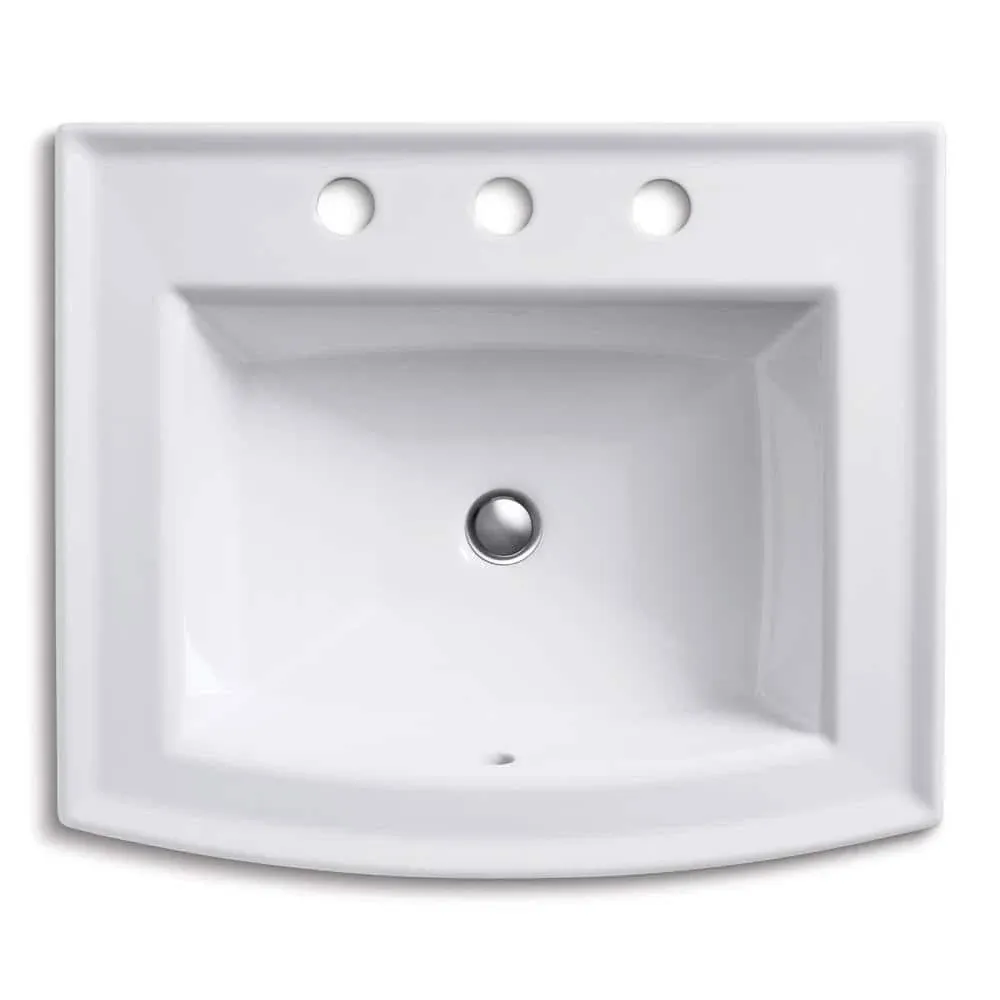 KOHLER Drop-In Bathroom Sink 22.6&#034; 3-Hole Overflow Drain Vitreous China White