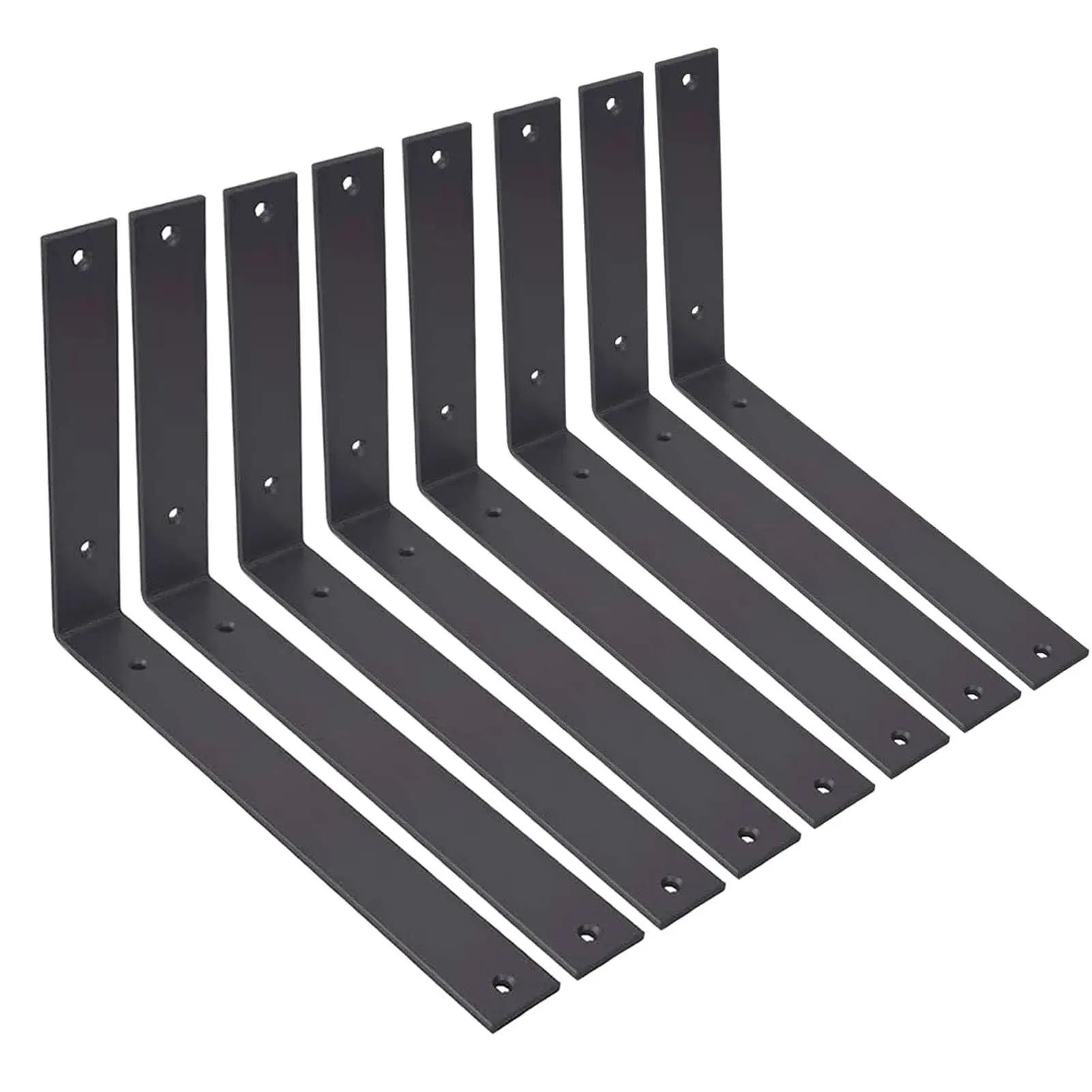 Shelf Brackets 12 Inch L Brackets for Shelves Heavy Duty Black Wall Brackets for Shelves 5mm Thick Metal Bracket Support for Shelf with Screws