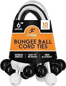 Xpose Safety Bungee Ball Cords 25 Pack Heavy Duty Assorted Colors Stretch Rope with Ball Ties for Canopies