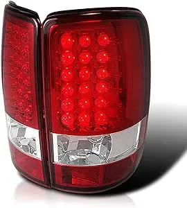 Spec-D Tuning Red Clear Lens LED Tail Lights Compatible with 2000-2006 Chevy/GMC Suburban Models, 2000-2006 Chevy Tahoe Models, 2000-2006 GMC Yukon/Yukon Denali XL Models, Left + Right Pair Assembly