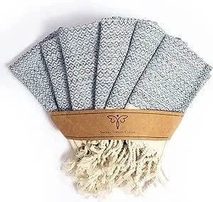 SMYRNA TURKISH COTTON Wash Cloths Pack of 6 | 12"x17" | Versatile Bath Towels for Bathroom, Hotel, SPA, Gym | Soft, Absorbent, Prewashed and Quick Dry Turkish Hand Towels, Navy